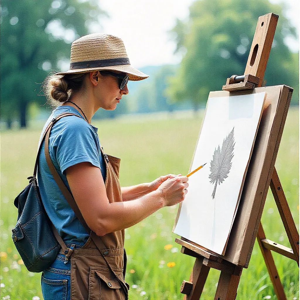 Group of artists working plein air